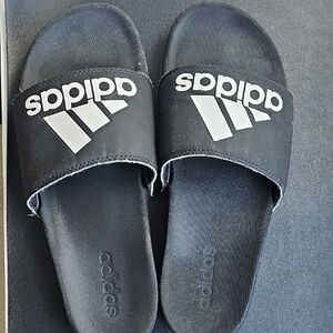 Adidas Black and White Slide Sandals